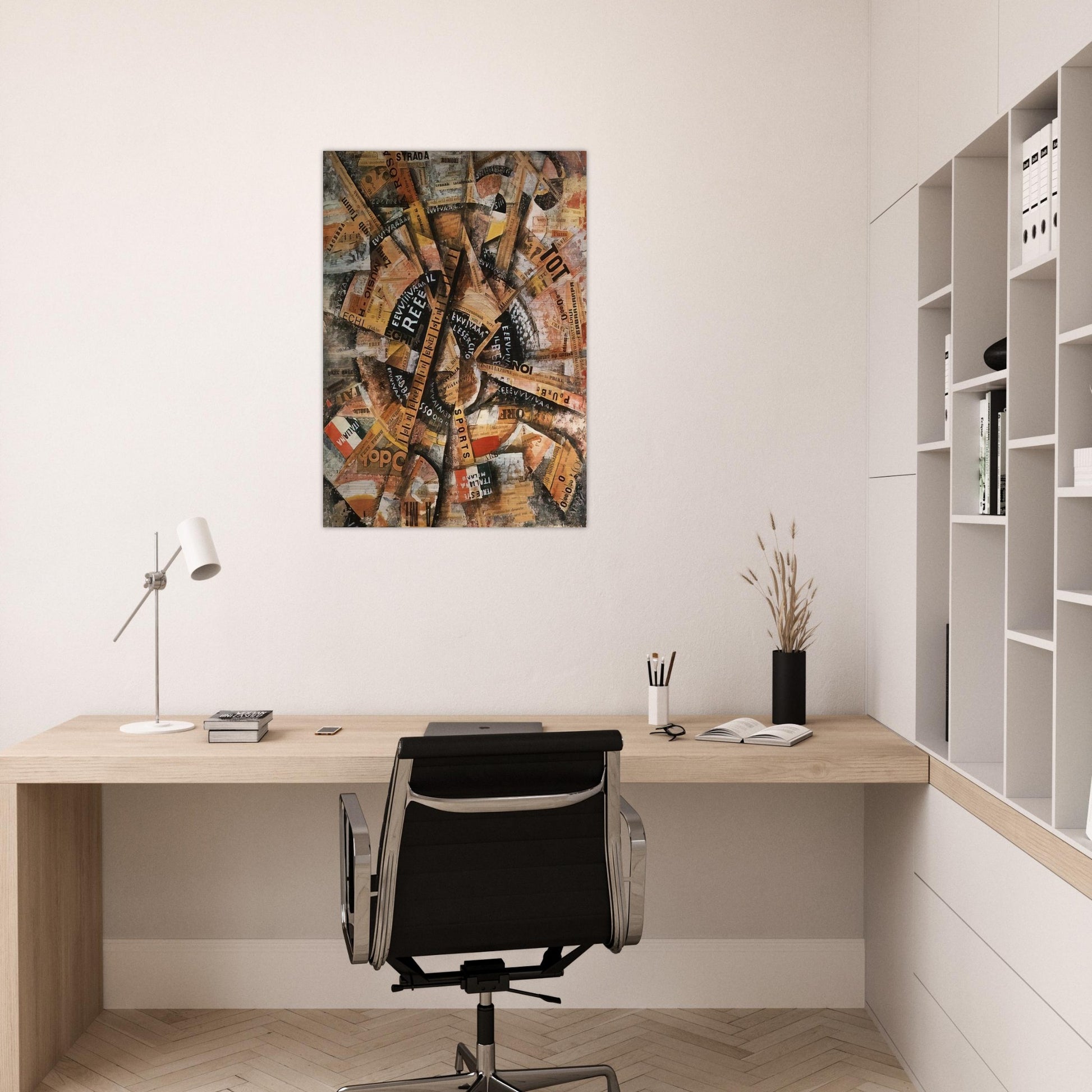 INTERVENTIONIST DEMONSTRATION PATRIOTIC HOLIDAY FREEWORD PAINTING 1914 1914 - Carlo Carra Brushed Aluminum Print - 70x100 cm / 28x40 inches | Carlo Carra Aluminum Print | Carlo Carra Prints