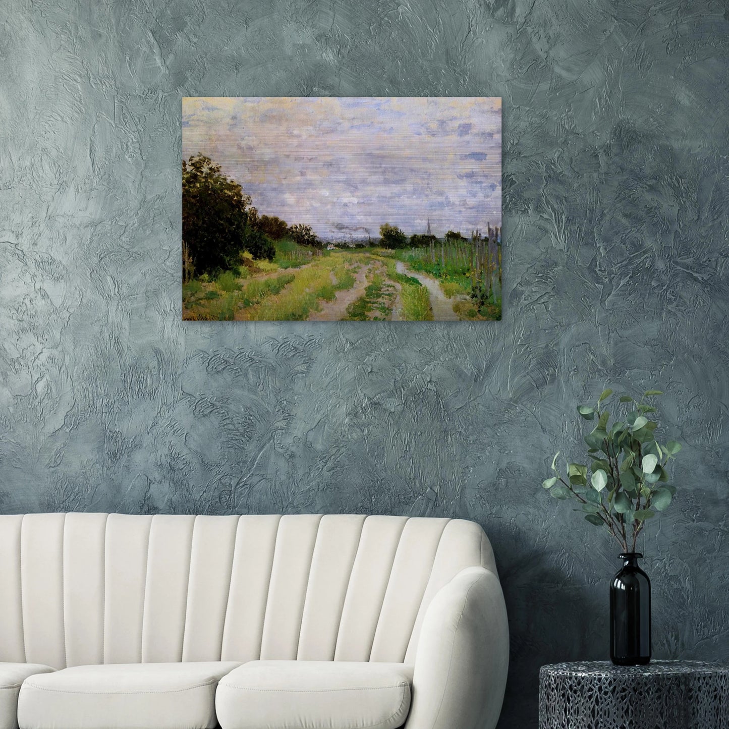 Lane in the Vineyards at Argenteuil - claude monet Brushed Aluminum Print - 70x100 cm / 28x40 inches | claude monet Aluminum Print | claude monet Prints