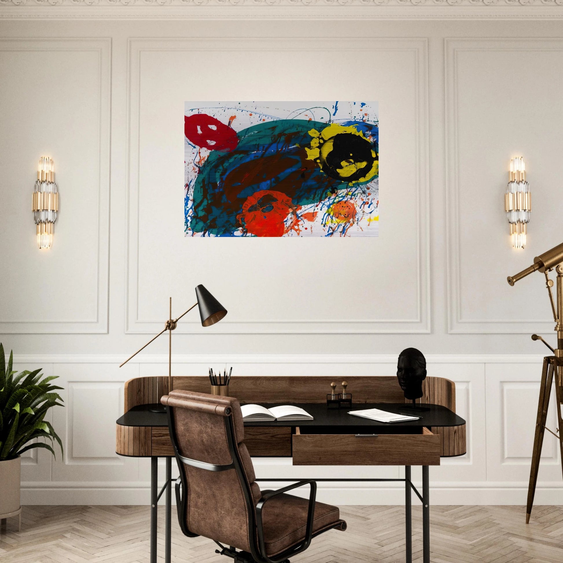 For Thirteen  SFS-335  - Sam Francis Brushed Aluminum Print - 70x100 cm / 28x40 inches | Sam Francis Aluminum Print | Sam Francis Prints