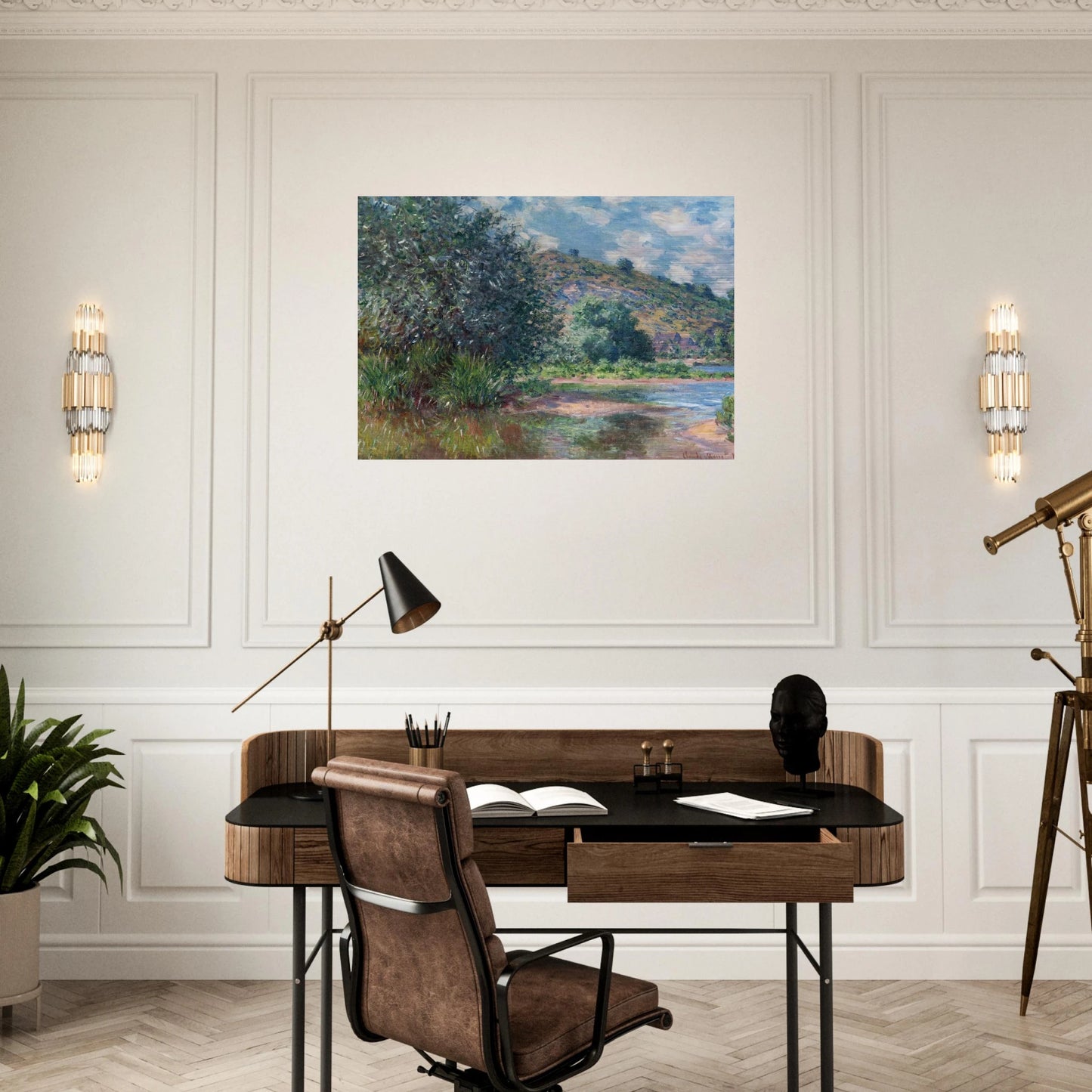 Landscape at Port-Villez - claude monet Brushed Aluminum Print - 70x100 cm / 28x40 inches | claude monet Aluminum Print | claude monet Prints