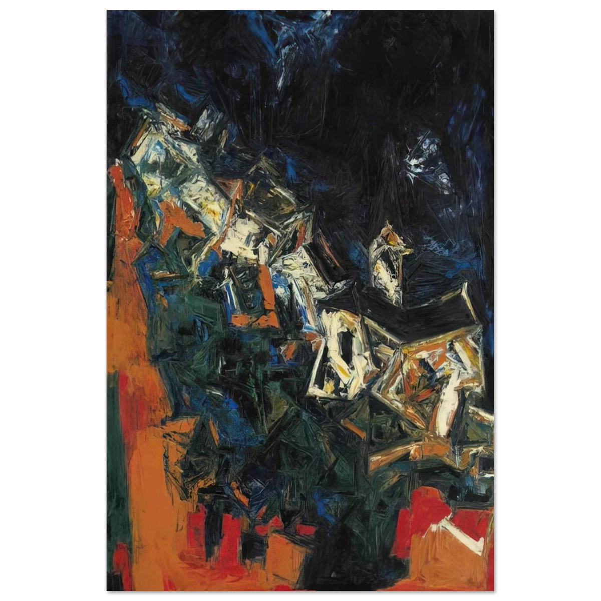 Clocher du Village - 1958 - S. H. Raza Art Prints - 100x150 cm / 40x60″ inches | S. H. Raza Poster | S. H. Raza Prints
