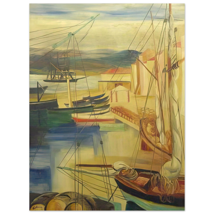 Moise Kisling - SHIPS MOORED ALONG THE DOCKS  75x100 cm / 30x40inches Fine Art Poster