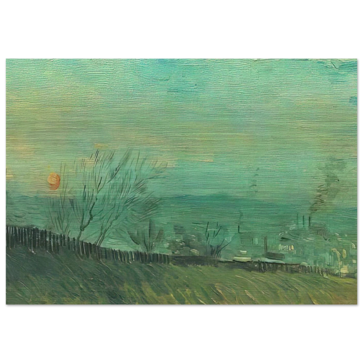 Factories Seen from a Hillside in Moonlight - Vincent van Gogh Brushed Aluminum Print - 70x100 cm / 28x40 inches | Vincent van Gogh Aluminum Print | Vincent van Gogh Prints