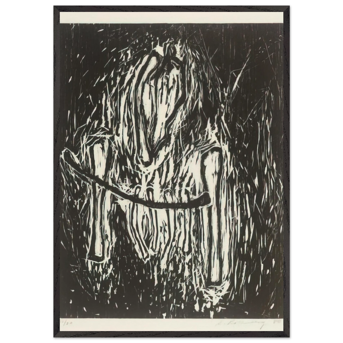 HEAD AND BONES 1980 - Susan Rothenberg 70x100 cm / 28x40 inches Framed Art Print – Black Wooden Frame