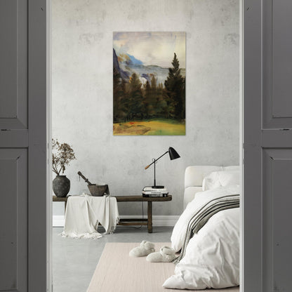 Purtud Fir Trees and Snow Mountains - John Singer Sargent Brushed Aluminum Print - 70x100 cm / 28x40 inches | John Singer Sargent Aluminum Print | John Singer Sargent Prints