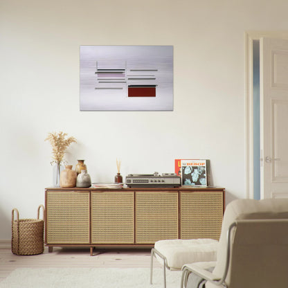 ABSTRACT IN WHITE BLACK INDIAN AND LILAC 1957 - Victor Pasmore Brushed Aluminum Print - 70x100 cm / 28x40 inches | Victor Pasmore Aluminum Print | Victor Pasmore Prints