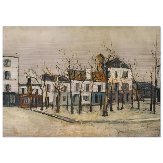 LA PLACE DU TERTRE 1910 - Maurice Utrillo Brushed Aluminum Print - 70x100 cm / 28x40 inches | Maurice Utrillo Aluminum Print | Maurice Utrillo Prints
