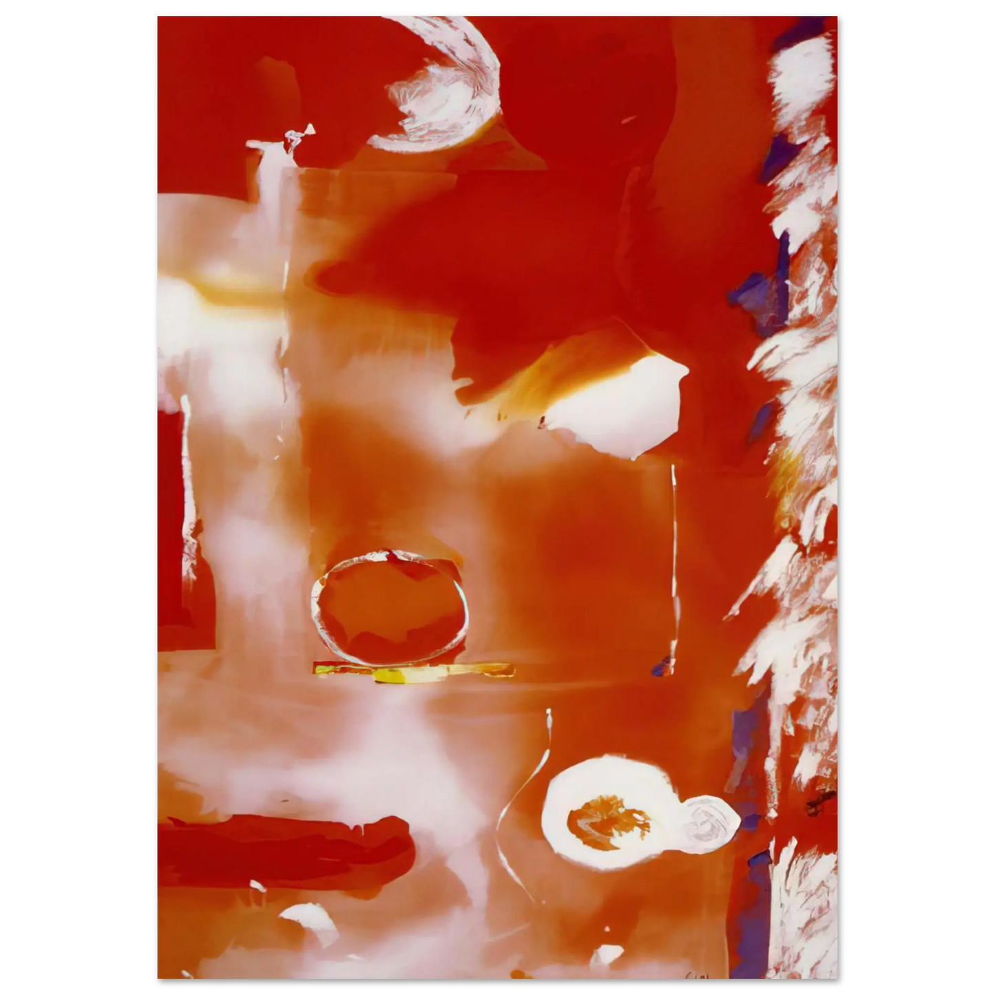 Helen Frankenthaler - Seeing the Moon on a Hot Summer Day - 1987 Wall art - A1 (59.4 x 84.1  cm) - Premium Wooden Framed Poster With Fine Art Paper - Wood frame