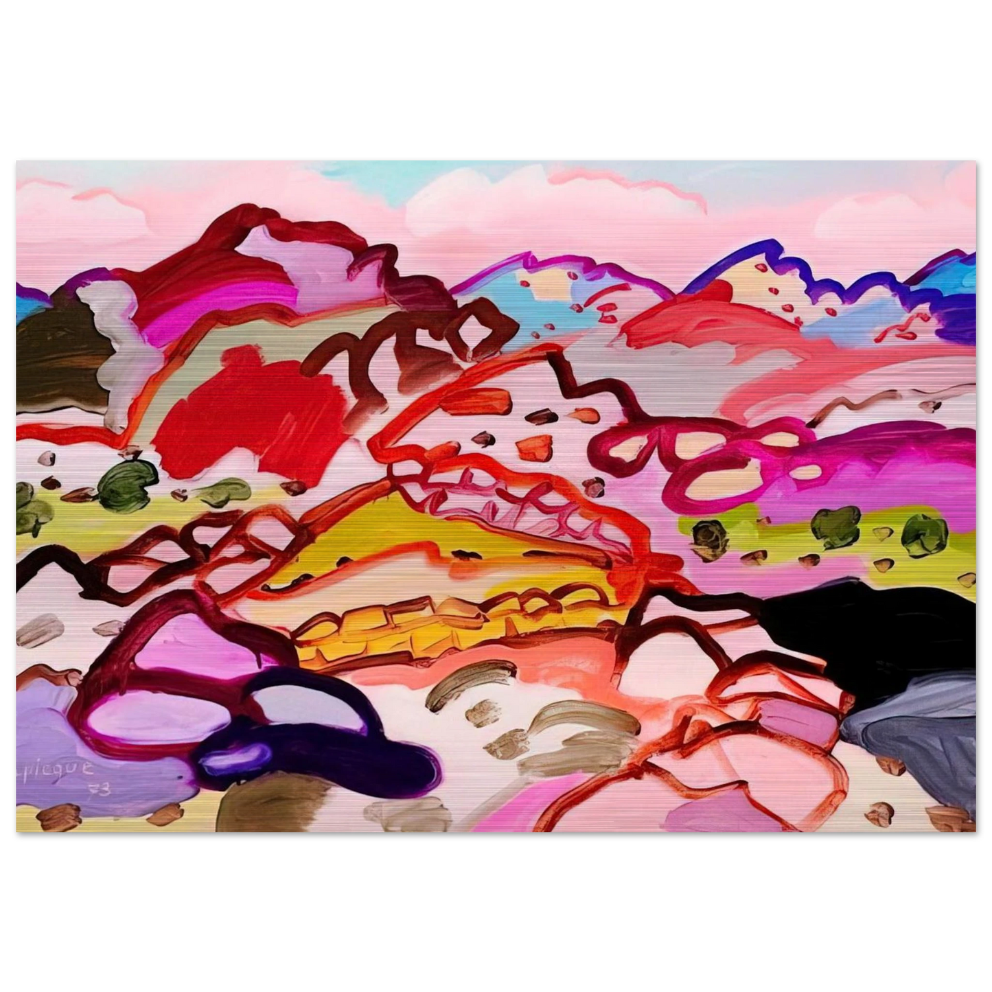 Paysage en Castille - 1973 - Charles Lapicque Brushed Aluminum Print - 70x100 cm / 28x40 inches | Charles Lapicque Aluminum Print | Charles Lapicque Prints