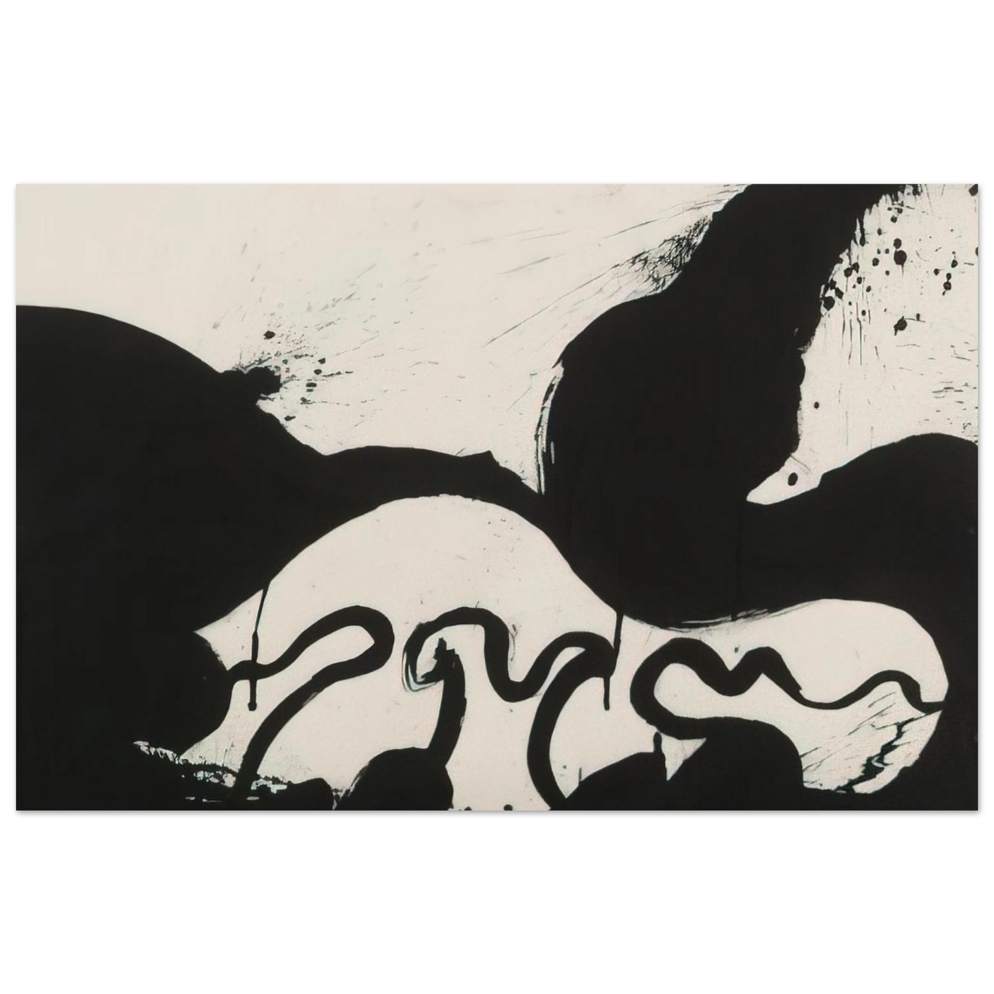 Helen Frankenthaler - Untitled - 1973 Wall art - 28x43  cm / XL (11x17 inches) - Premium Wooden Framed Poster With Fine Art Paper-canvas - Black frame