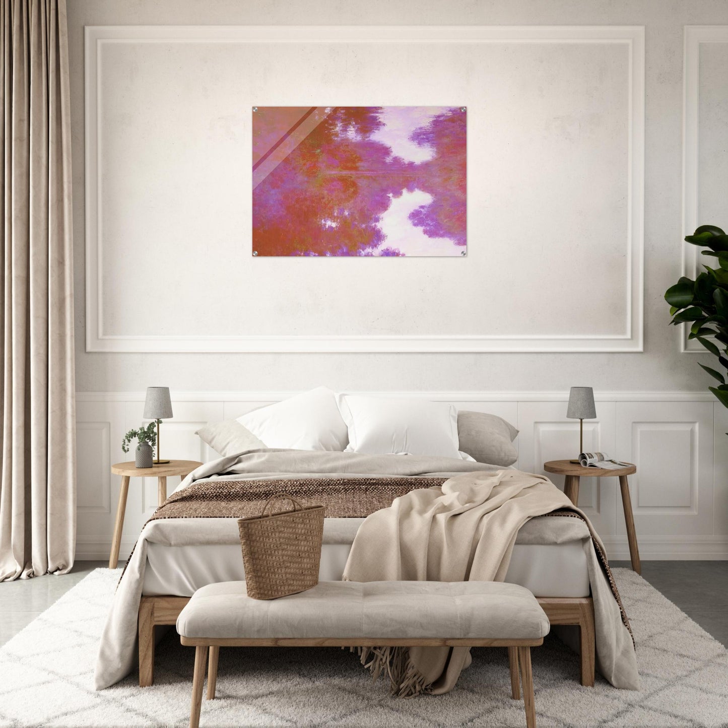 Misty Morning on the Seine, Mauve - claude monet Acrylic Print - 70x100 cm / 28x40″ inches