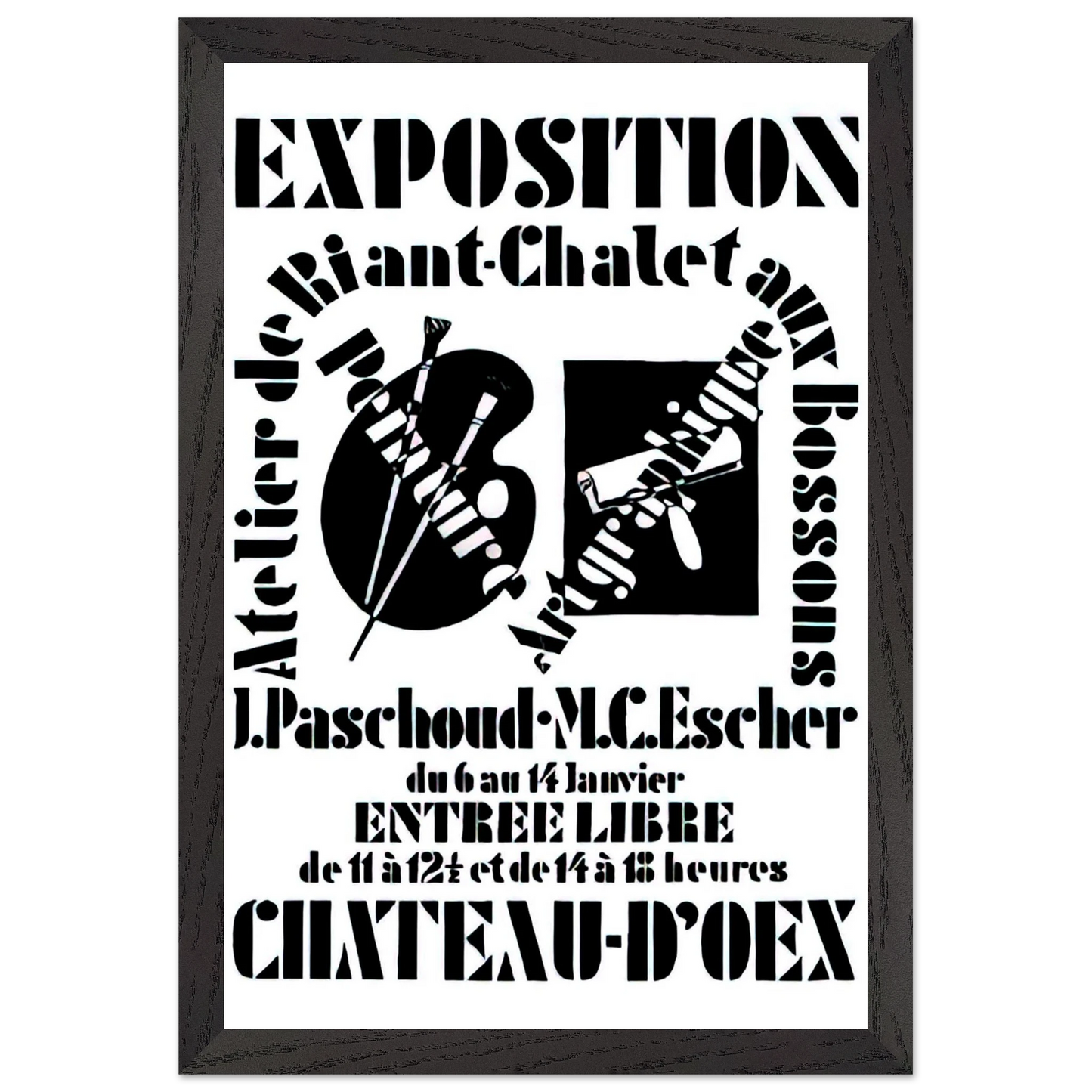 MC Escher - POSTER FOR EXHIBITION JOHN PASCHOUD AND M C ESCHER DECEMBER 1936 1936 Wall Art - 60x80 cm / 24x32 inches - Fine Art Poster - -