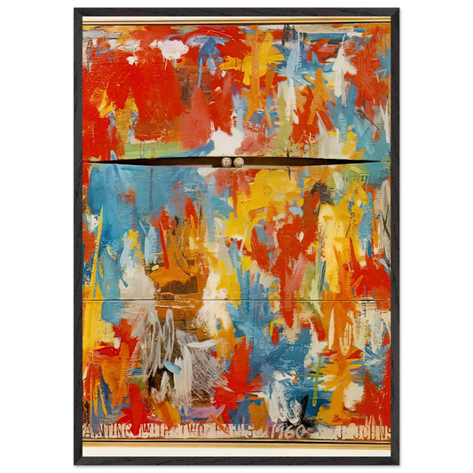 PAINTING WITH TWO BALLS - Jasper Johns 70x100 cm / 28x40 inches Framed Art Print – Black Wooden Frame