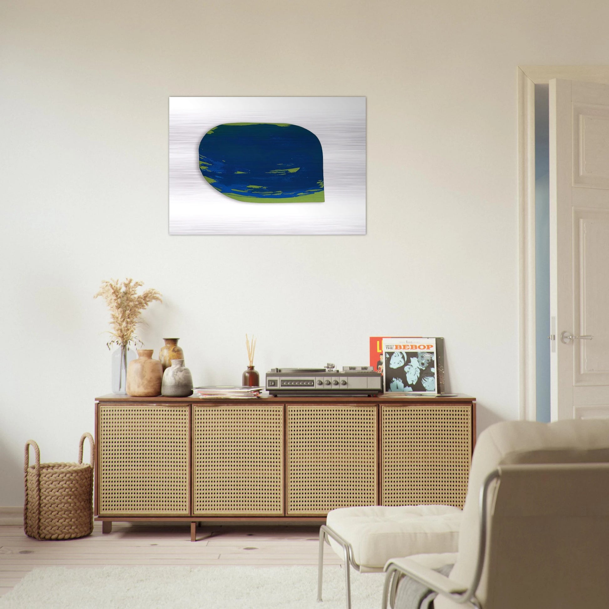 Blau auf Grün - 1965 - Blinky Palermo Brushed Aluminum Print - 70x100 cm / 28x40 inches | Blinky Palermo Aluminum Print | Blinky Palermo Prints