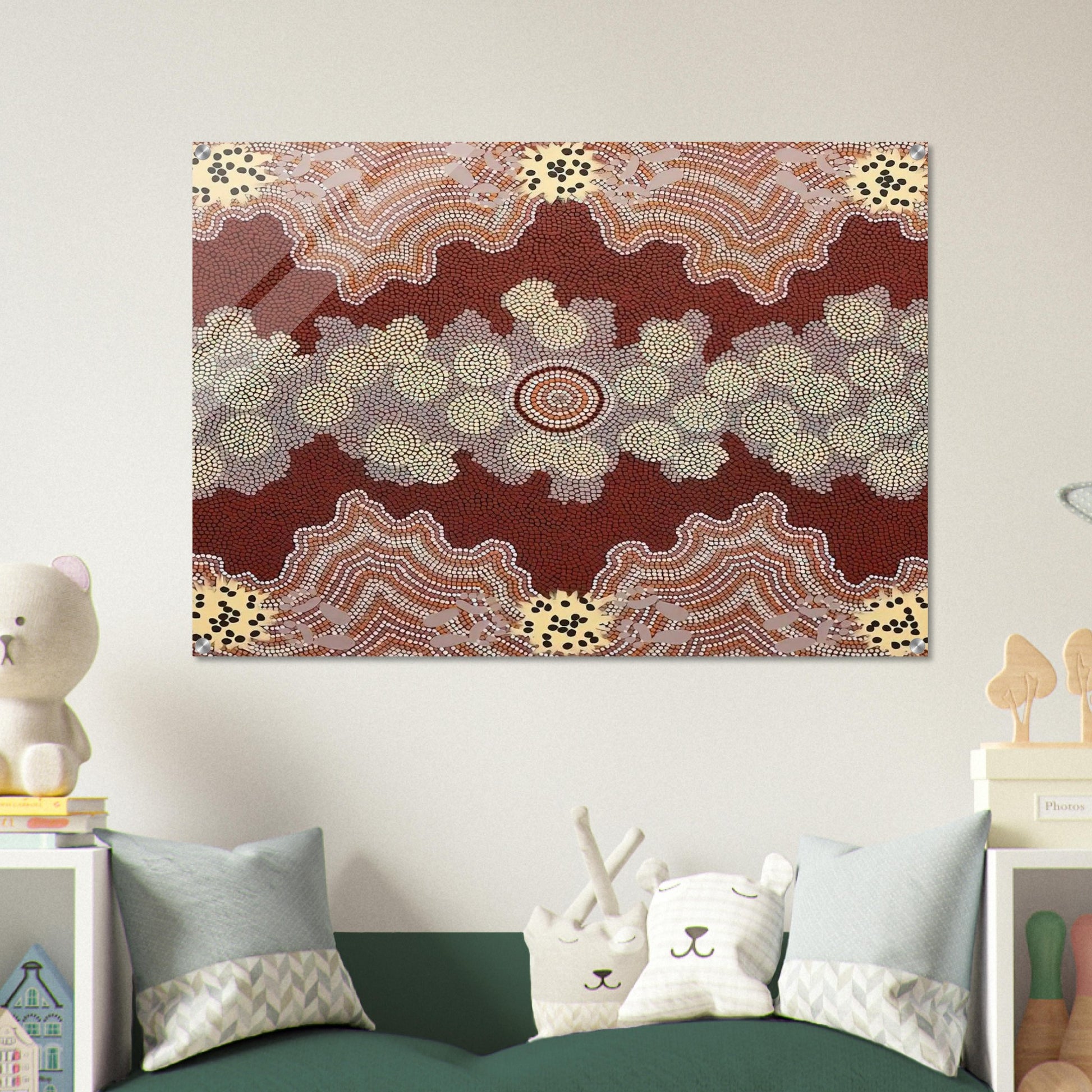 Malaka Honey Ant Dreaming - 1992 - Clifford Possum Tjapaltjarri Acrylic Print - 70x100 cm / 28x40″ inches
