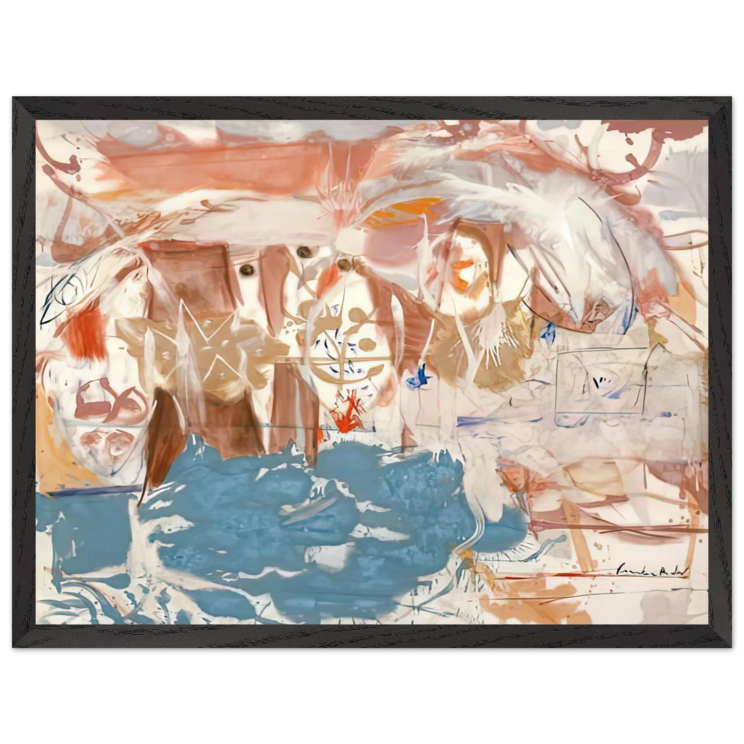 Helen Frankenthaler - Dawn After the Storm, 1957- Wall Art - 30x40 cm / 12x16 inches - Premium Wooden Framed Poster With Fine Art Paper-canvas - White frame