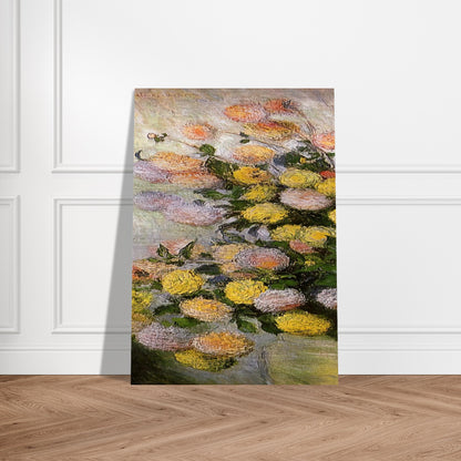 Vase of Dahlias - claude monet Brushed Aluminum Print - 70x100 cm / 28x40 inches | claude monet Aluminum Print | claude monet Prints