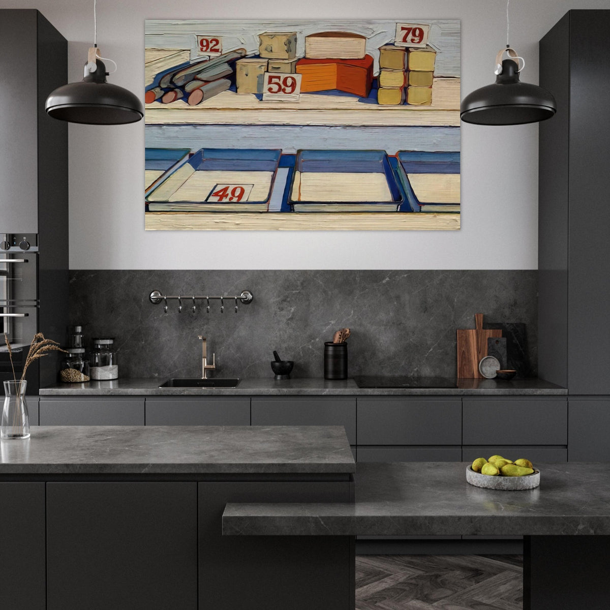 Delicatessen Counter - 1962 - Wayne Thiebaud Art Prints - 100x150 cm / 40x60″ inches | Wayne Thiebaud Poster | Wayne Thiebaud Prints