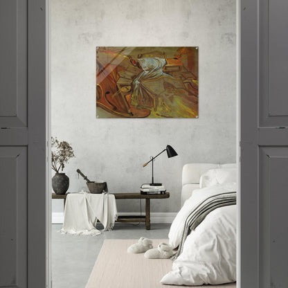 BED AND TWO BEDSIDE TABLES FEROCIOUSLY ATTACKING A CELLO - Salvador Dali Acrylic Print - 70x100 cm / 28x40″ inches