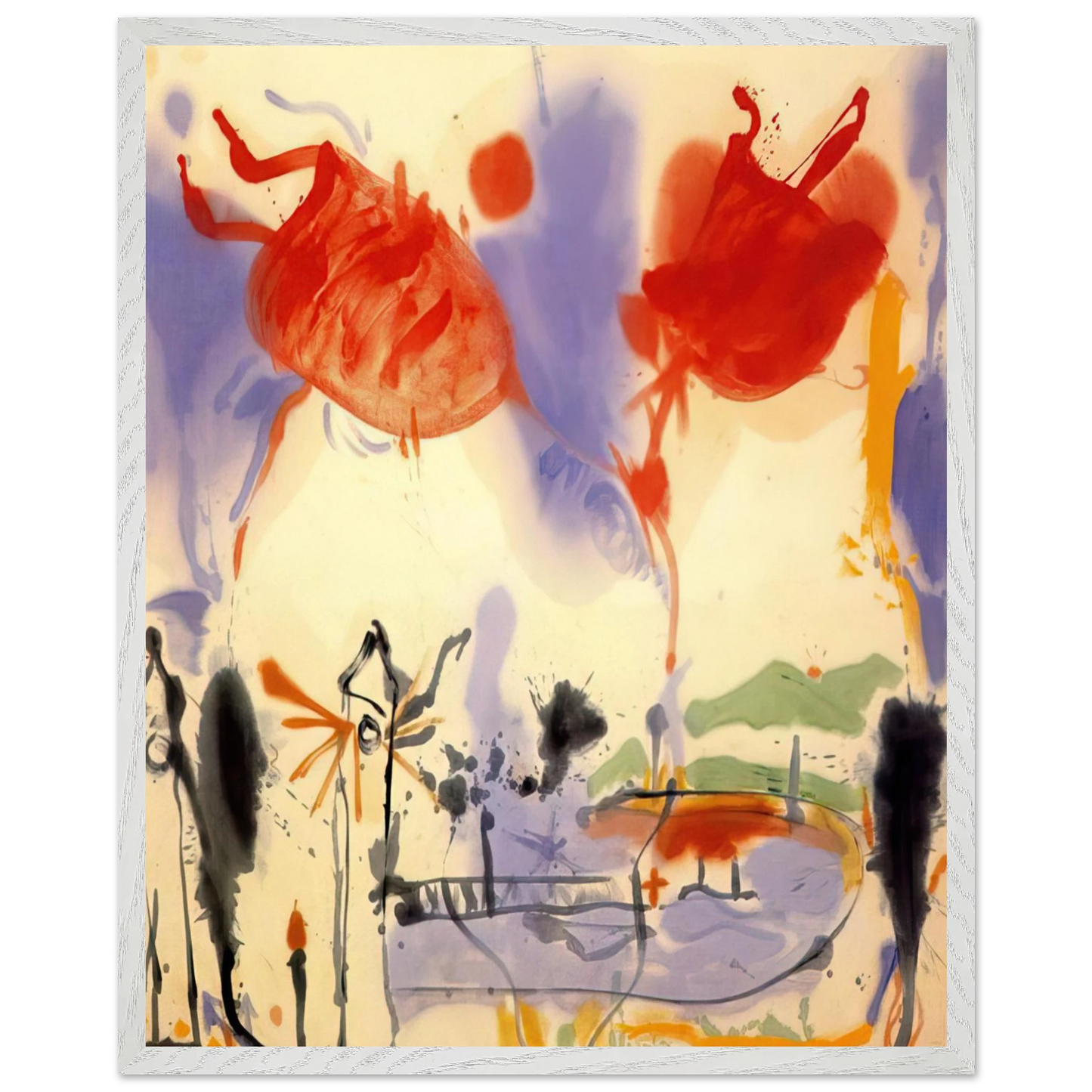 Helen Frankenthaler - Round Trip - 1957 Wall art - 27x35 cm / 11x14 inches - Premium Wooden Framed Poster With Fine Art Paper-canvas - Black frame