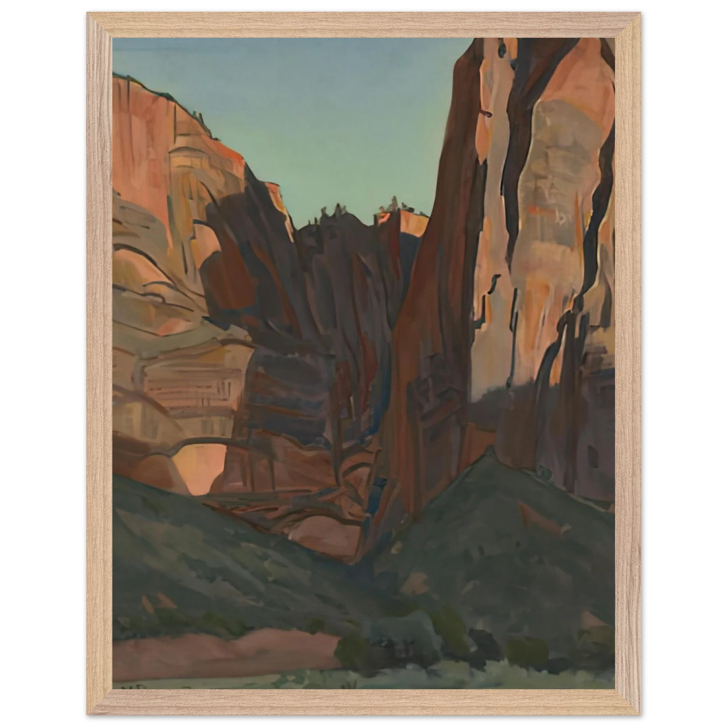 Maynard Dixon - NOTCH IN THE WALL ZION NATIONAL PARK AUGUST 1933 1933 Wall art - 30x45 cm / 12x18 inches - Premium Wooden Framed Poster With Fine Art Paper-canvas - White frame