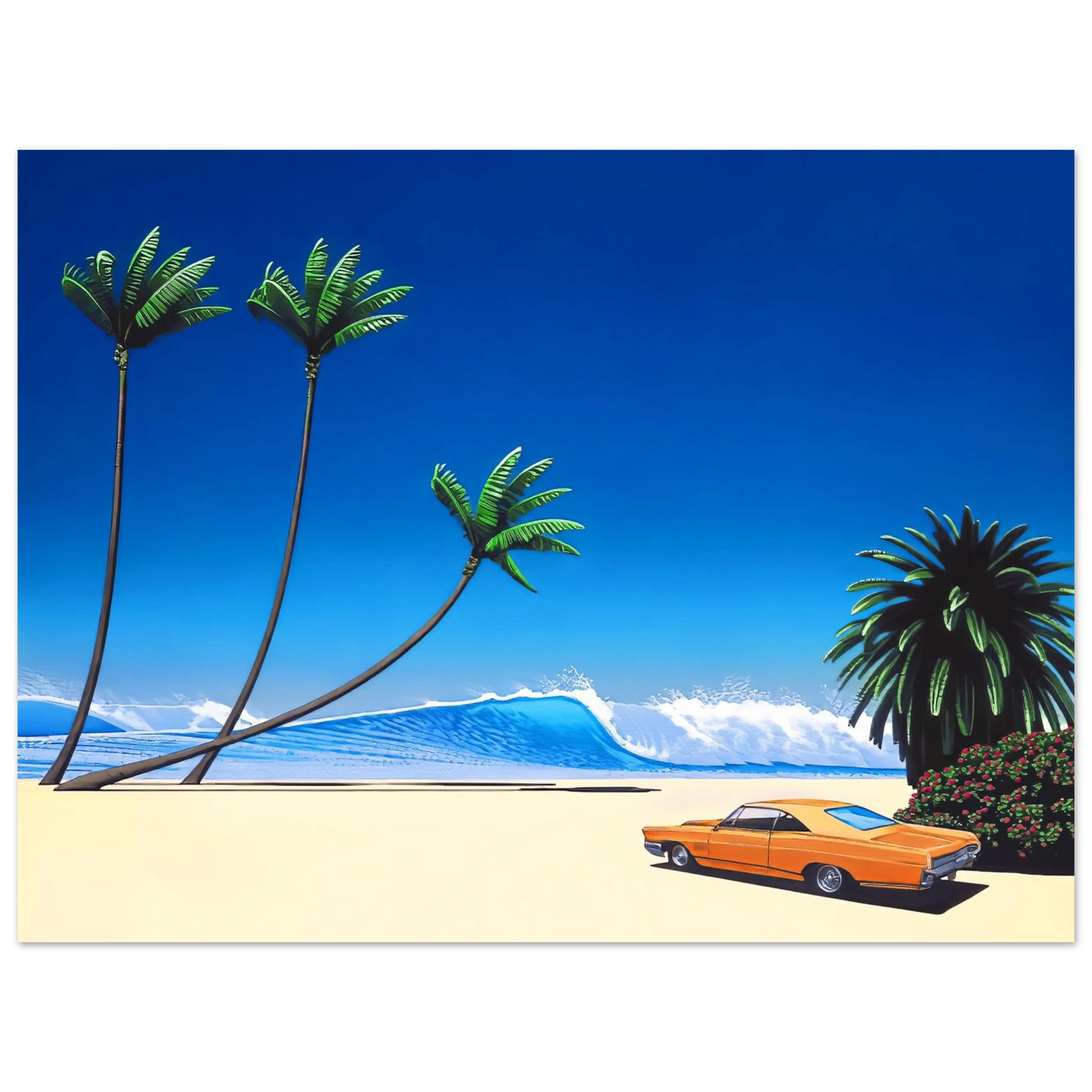 Hiroshi Nagai - Impender Beach Wall Art - 21x29.7 cm / 8x12" - Premium Wooden Framed Poster With Fine Art Paper - Black frame