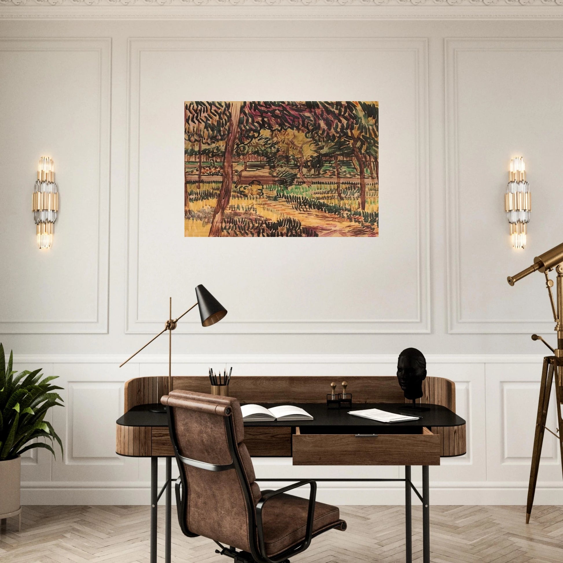 Trees in the Garden of the Asylum - Vincent van Gogh Brushed Aluminum Print - 70x100 cm / 28x40 inches | Vincent van Gogh Aluminum Print | Vincent van Gogh Prints
