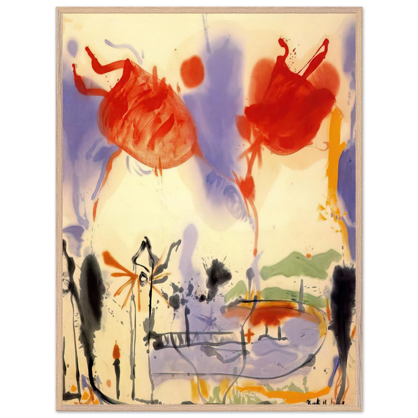 Helen Frankenthaler - Round Trip - 1957 Wall art - 28x43  cm / XL (11x17 inches) - Fine Art Poster-canvas - -
