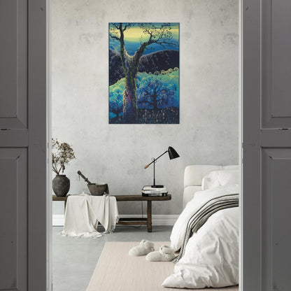 Orchard in Bloom - Eyvind Earle Brushed Aluminum Print - 70x100 cm / 28x40 inches | Eyvind Earle Aluminum Print | Eyvind Earle Prints