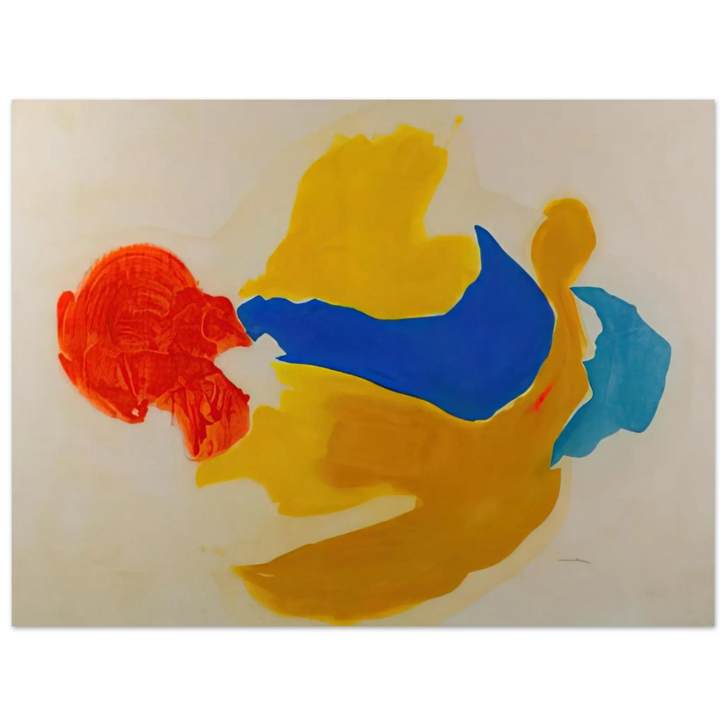 Helen Frankenthaler - Blue Jay - 1963  United States Wall art - 50x70 cm / 20x28 Inches - Premium Wooden Framed Poster With Fine Art Paper - Wood frame