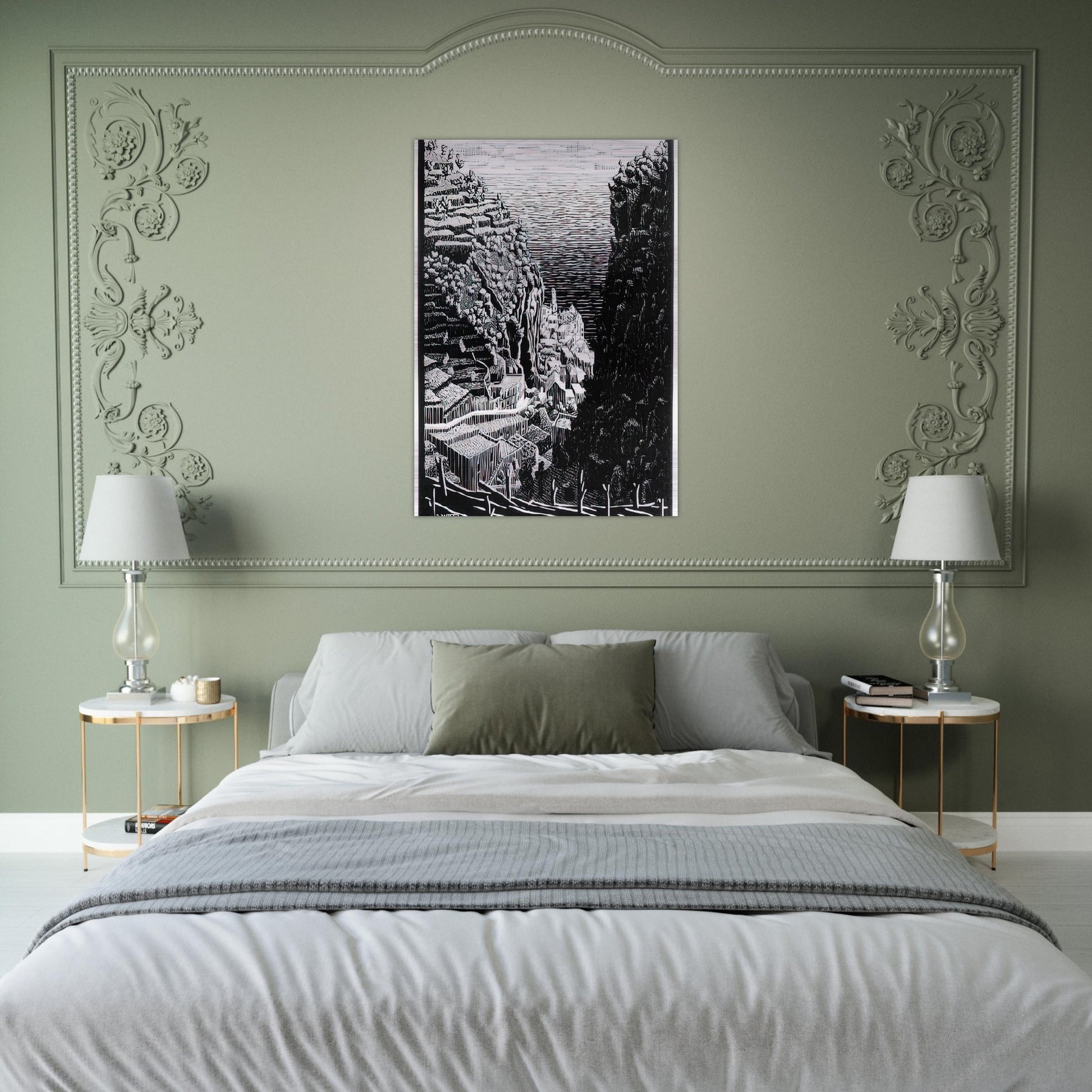 ATRANI COAST OF AMALFI 1 - MC Escher Brushed Aluminum Print - 70x100 cm / 28x40 inches | MC Escher Aluminum Print | MC Escher Prints