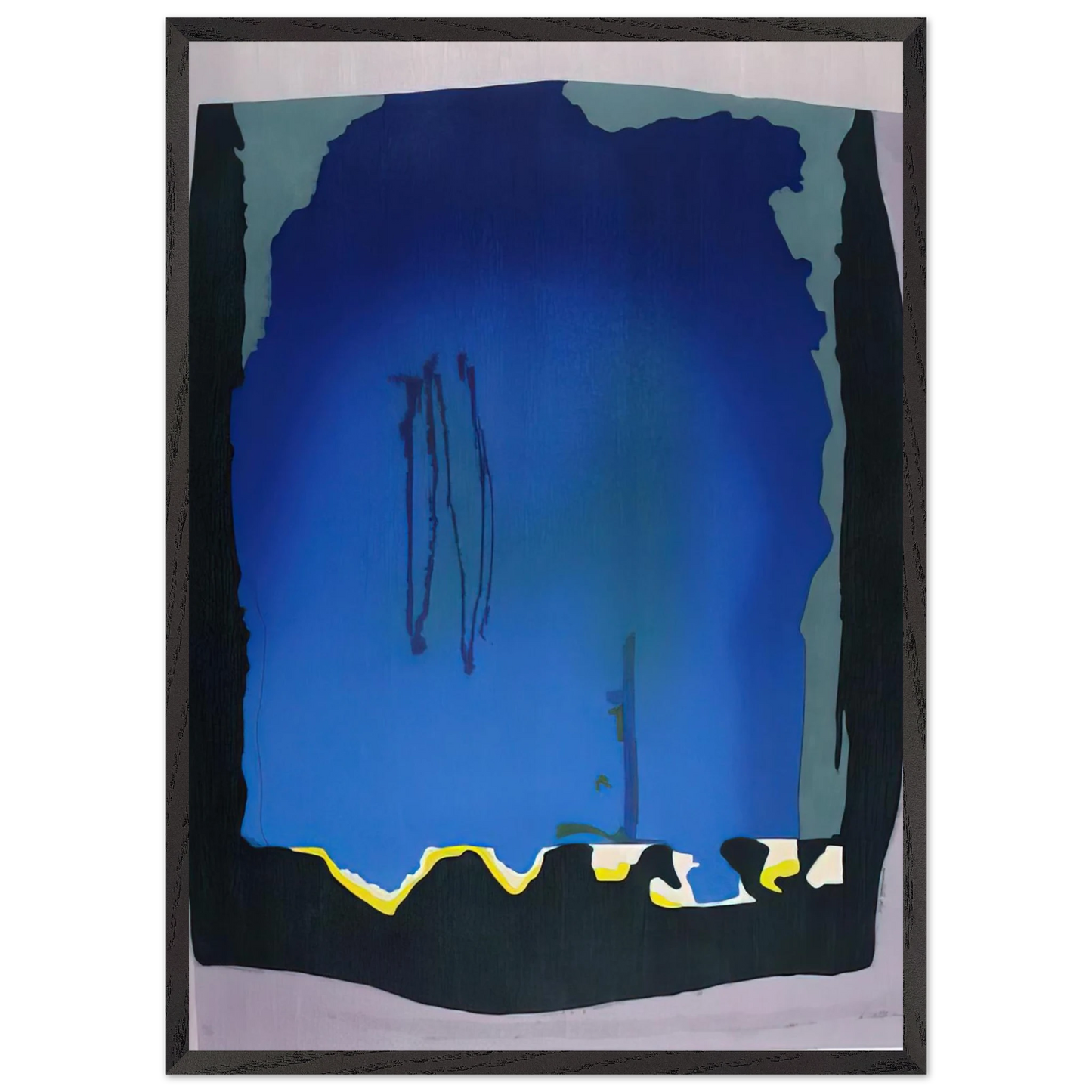 Helen Frankenthaler - Freefall - 1992 Wall art - 28x43  cm / XL (11x17 inches) - Premium Wooden Framed Poster With Fine Art Paper-canvas - White frame