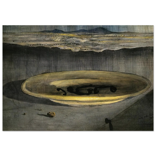 LANDSCAPE WITH TELEPHONES ON A PLATE - Salvador Dali Brushed Aluminum Print - 70x100 cm / 28x40 inches | Salvador Dali Aluminum Print | Salvador Dali Prints