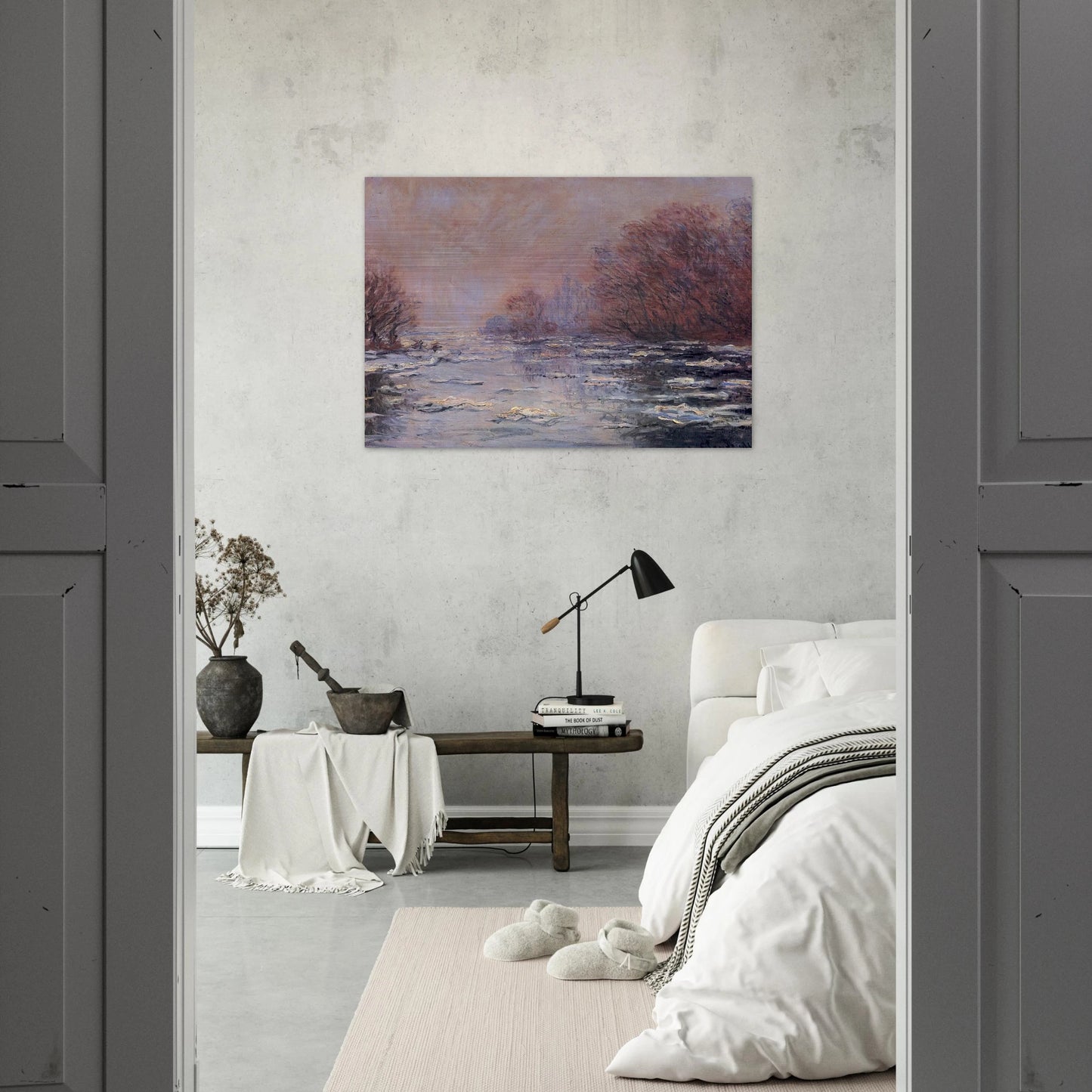 River Thawing near Vetheuil - claude monet Brushed Aluminum Print - 70x100 cm / 28x40 inches | claude monet Aluminum Print | claude monet Prints