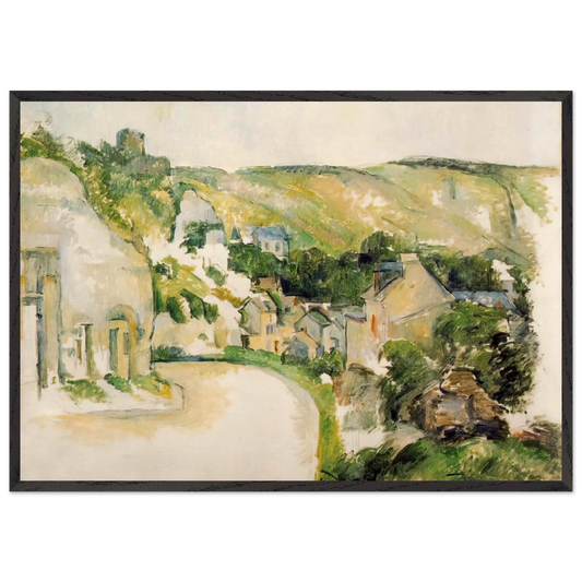 A Turn in the Road at La Roche-Guyon - Paul Cezanne 70x100 cm / 28x40 inches Framed Art Print – Black Wooden Frame