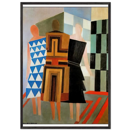 THREE WOMEN DRESSED SIMULTANEOUSLY - Sonia Delaunay 70x100 cm / 28x40 inches Framed Art Print – Black Wooden Frame