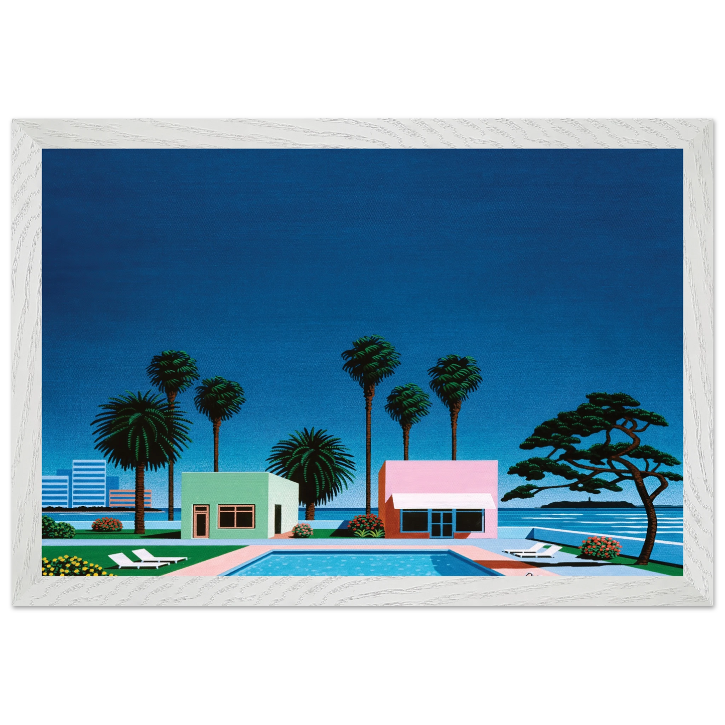 Hiroshi Nagai - Pacific Breeze Wall Art - 60x80 cm / 24x32 inches - Premium Wooden Framed Poster With Fine Art Paper - Black frame