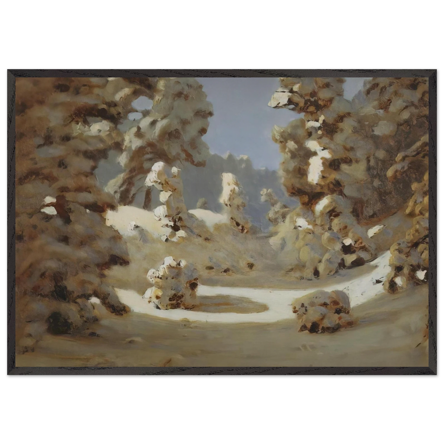 Winter Sunlight on The Hoar Frost - Arkhyp Kuindzhi 70x100 cm / 28x40 inches Framed Art Print – Black Wooden Frame
