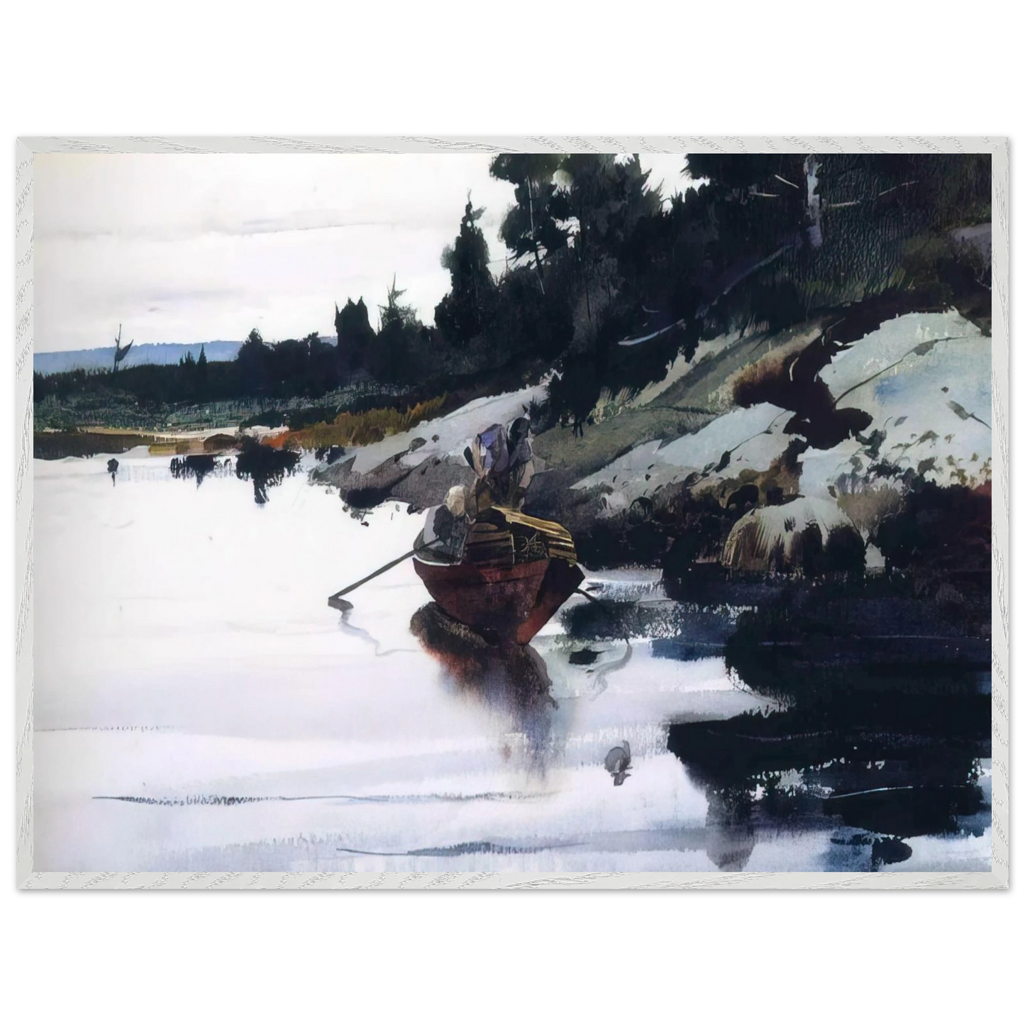Andrew Wyeth - TURKEY COVE LEDGE Wall Art - 60x80 cm / 24x32 inches - Premium Wooden Framed Poster With Fine Art Paper-canvas - Wood frame