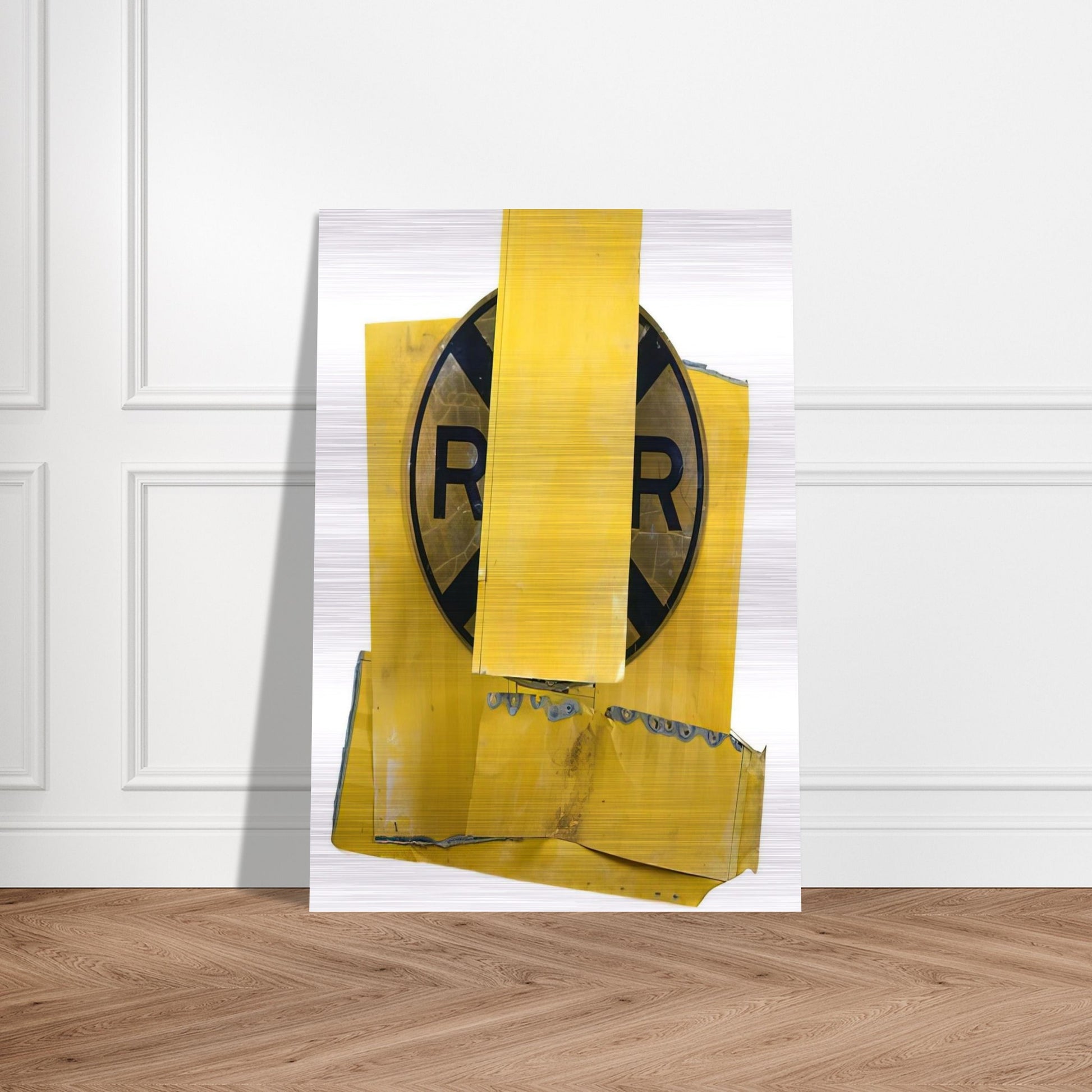 YELLOW VISOR GLUT 1989 - Robert Rauschenberg Brushed Aluminum Print - 70x100 cm / 28x40 inches | Robert Rauschenberg Aluminum Print | Robert Rauschenberg Prints