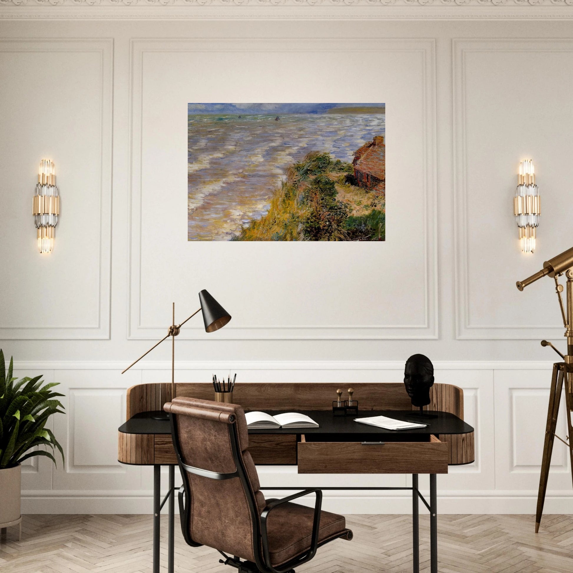 Rising Tide at Pourville - claude monet Brushed Aluminum Print - 70x100 cm / 28x40 inches | claude monet Aluminum Print | claude monet Prints