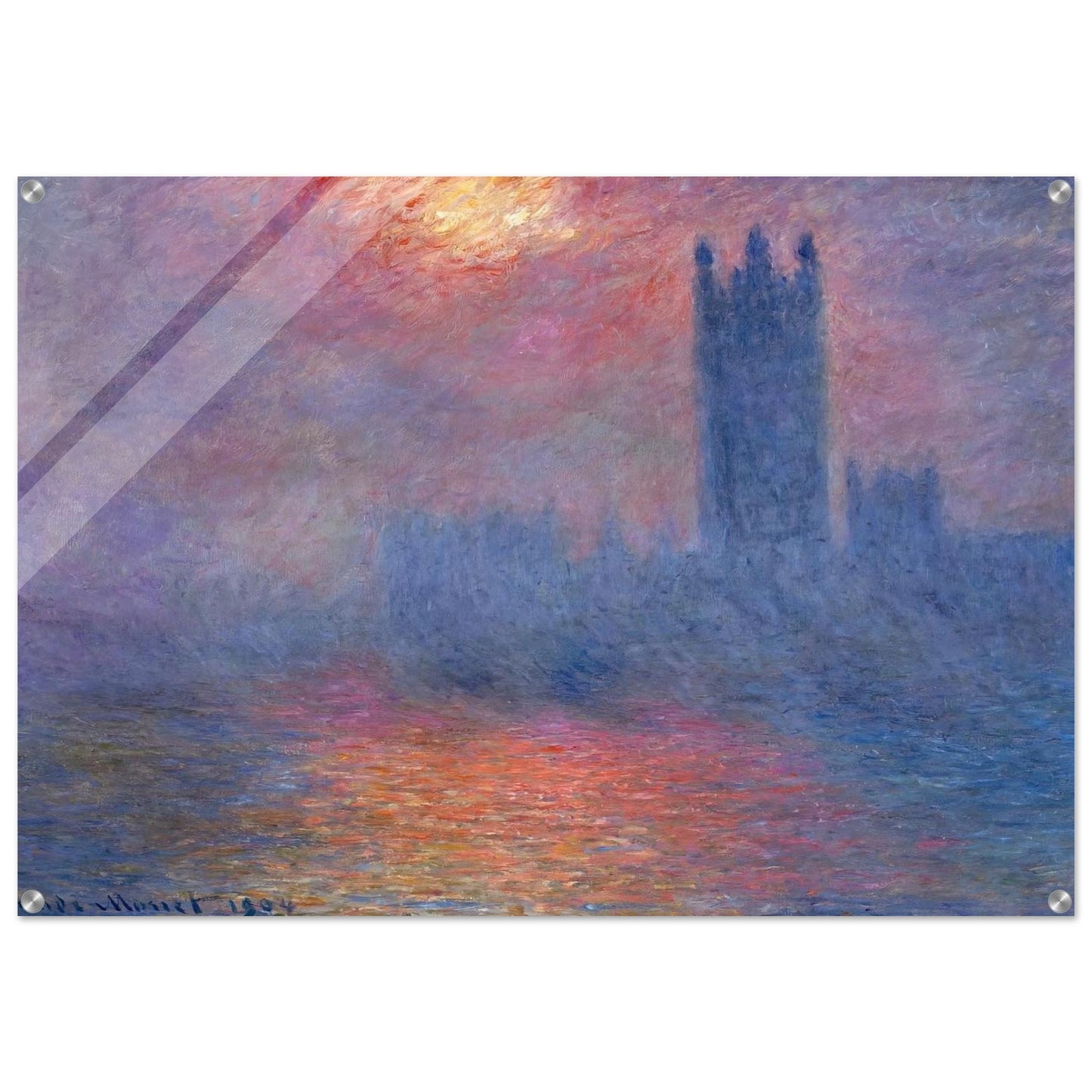 Houses of Parliament, London, Sun Breaking Through - claude monet Acrylic Print - 70x100 cm / 28x40″ inches