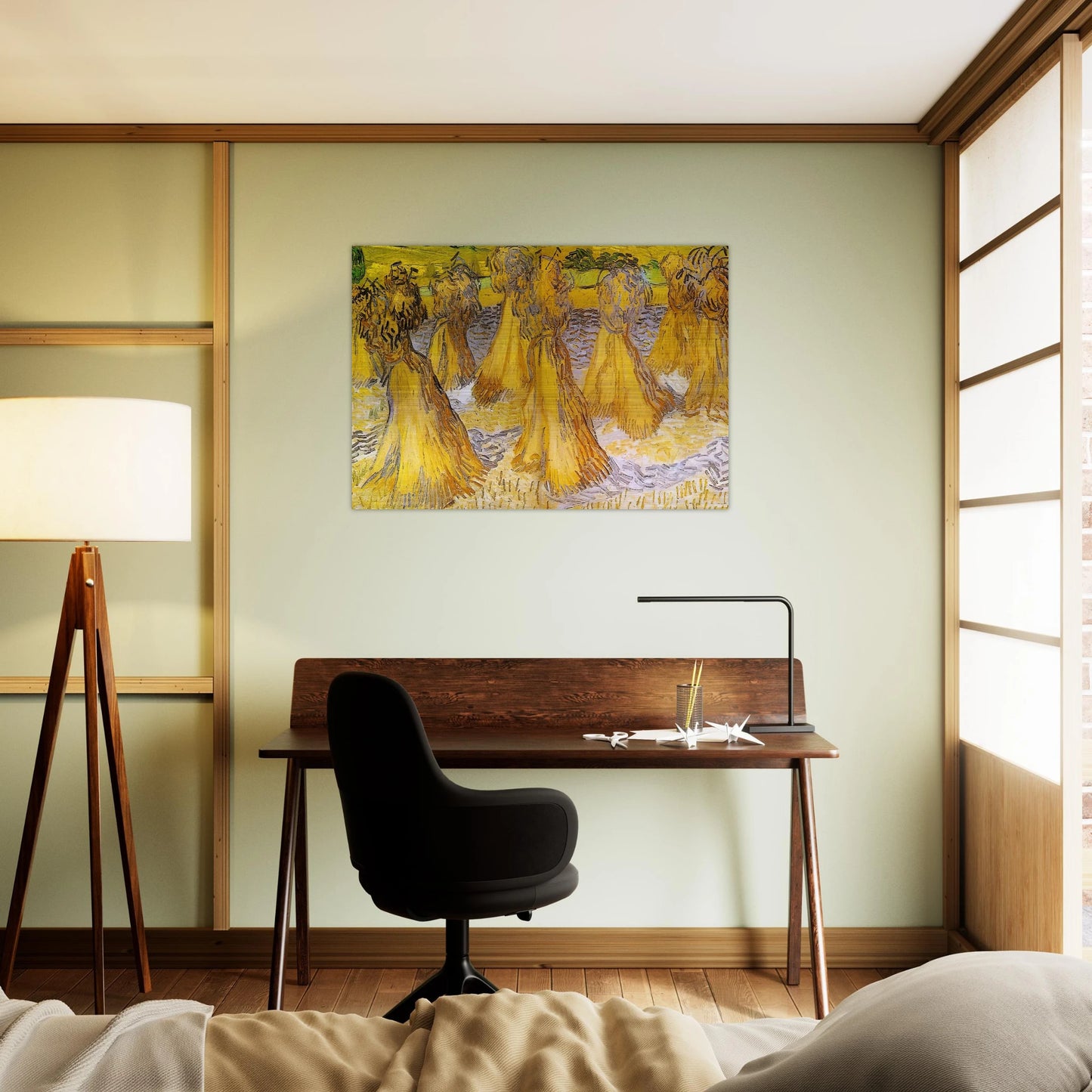 Sheaves of Wheat - Vincent van Gogh Brushed Aluminum Print - 70x100 cm / 28x40 inches | Vincent van Gogh Aluminum Print | Vincent van Gogh Prints