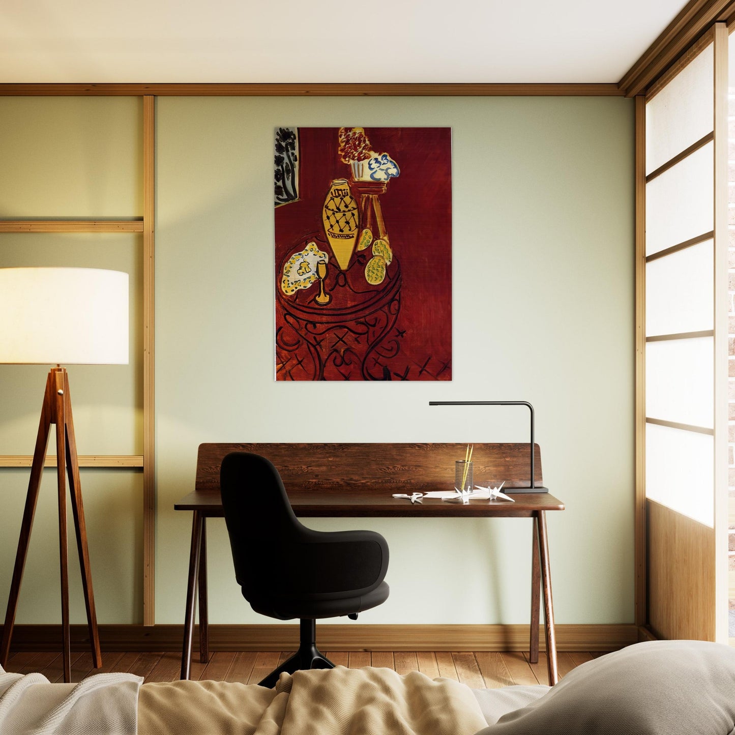 INTERIOR IN VENETIAN RED 1946 - Henri Matisse Brushed Aluminum Print - 70x100 cm / 28x40 inches | Henri Matisse Aluminum Print | Henri Matisse Prints