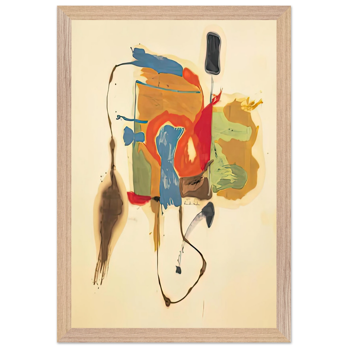 Helen Frankenthaler - Blue Form in a Scene, 1961- Wall Art - 21x29.7 cm / 8x12" - Premium Wooden Framed Poster With Fine Art Paper-canvas - White frame
