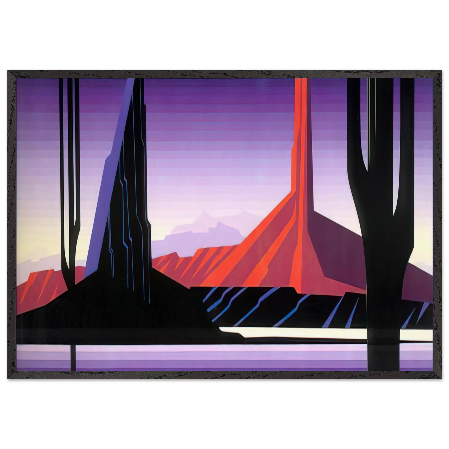 Beneath A Silent Sky - Eyvind Earle 70x100 cm / 28x40 inches Framed Art Print – Black Wooden Frame