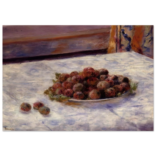 Still Life, a Plate of Plums - Pierre-Auguste Renoir Brushed Aluminum Print - 70x100 cm / 28x40 inches | Pierre-Auguste Renoir Aluminum Print | Pierre-Auguste Renoir Prints