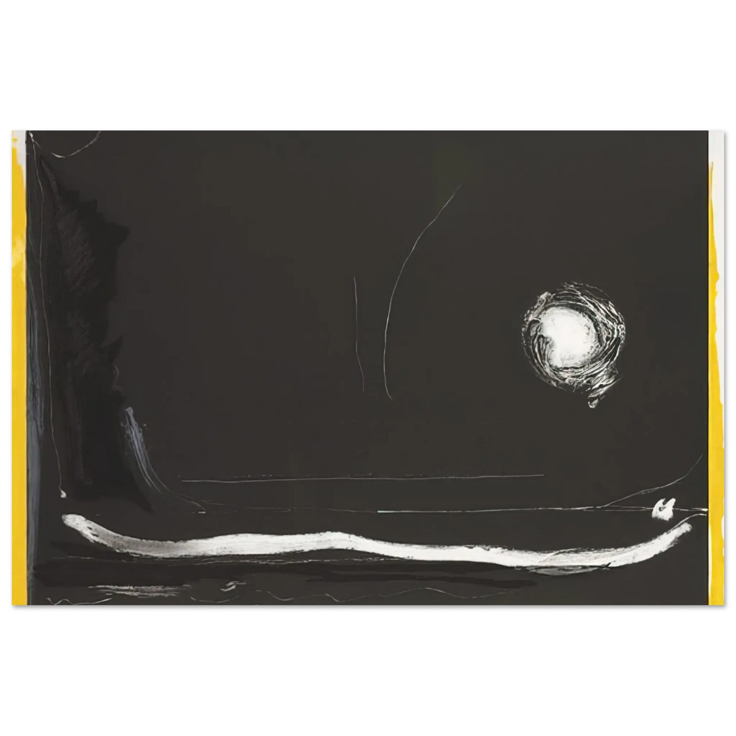 Helen Frankenthaler - Yellow Jack - 1985 Wall art - 13x18 cm / 5x7 Inches - Premium Wooden Framed Poster With Fine Art Paper - White frame