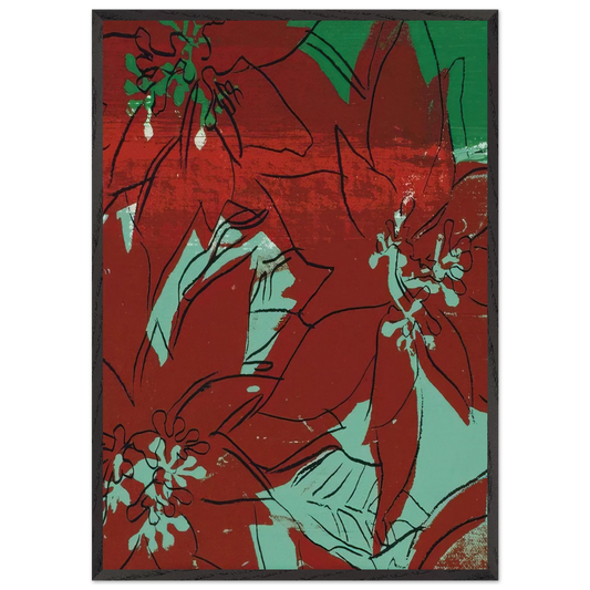 Poinsettias - Andy Warhol 70x100 cm / 28x40 inches Framed Art Print – Black Wooden Frame