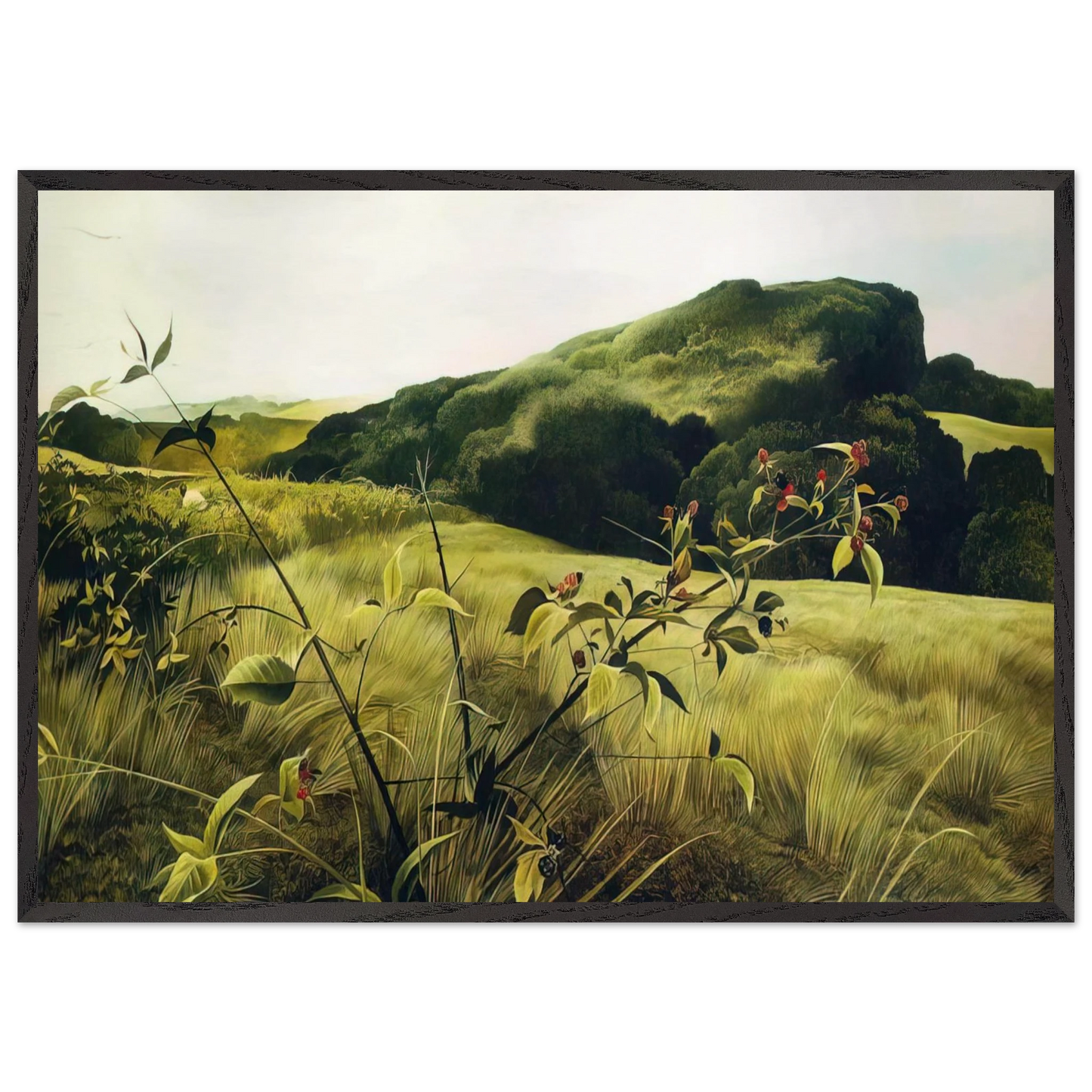 BLACKBERRY PICKER - Andrew Wyeth 70x100 cm / 28x40 inches Framed Art Print – Black Wooden Frame